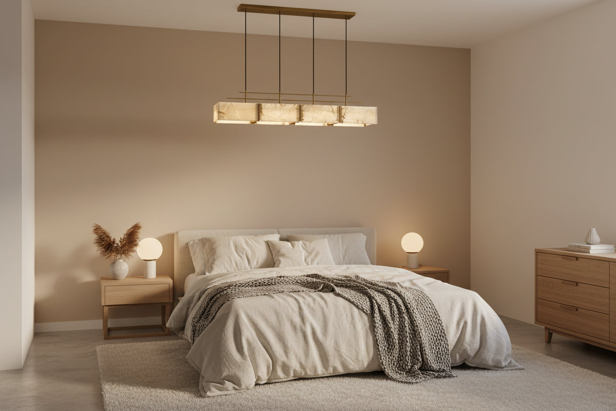 Elena Natural Alabaster Linear chandelier 70"L