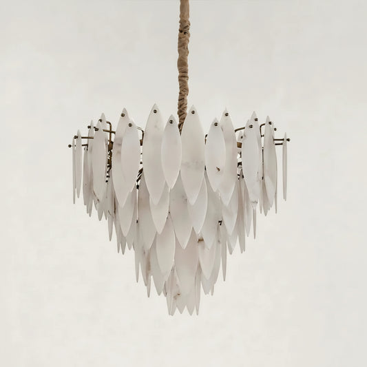 Halo Modern Natural Alabaster Tiered Ring Chandelier 24"D