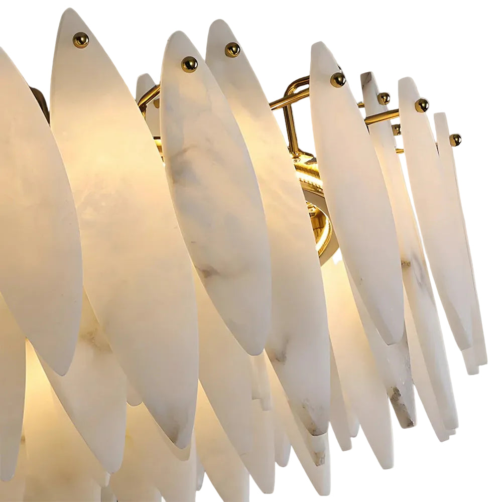Halo Modern Natural Alabaster Ring chandelier 24"D
