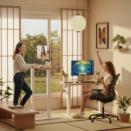 Velnoradesign Electric Sit-Stand Office Desk with Maple Top