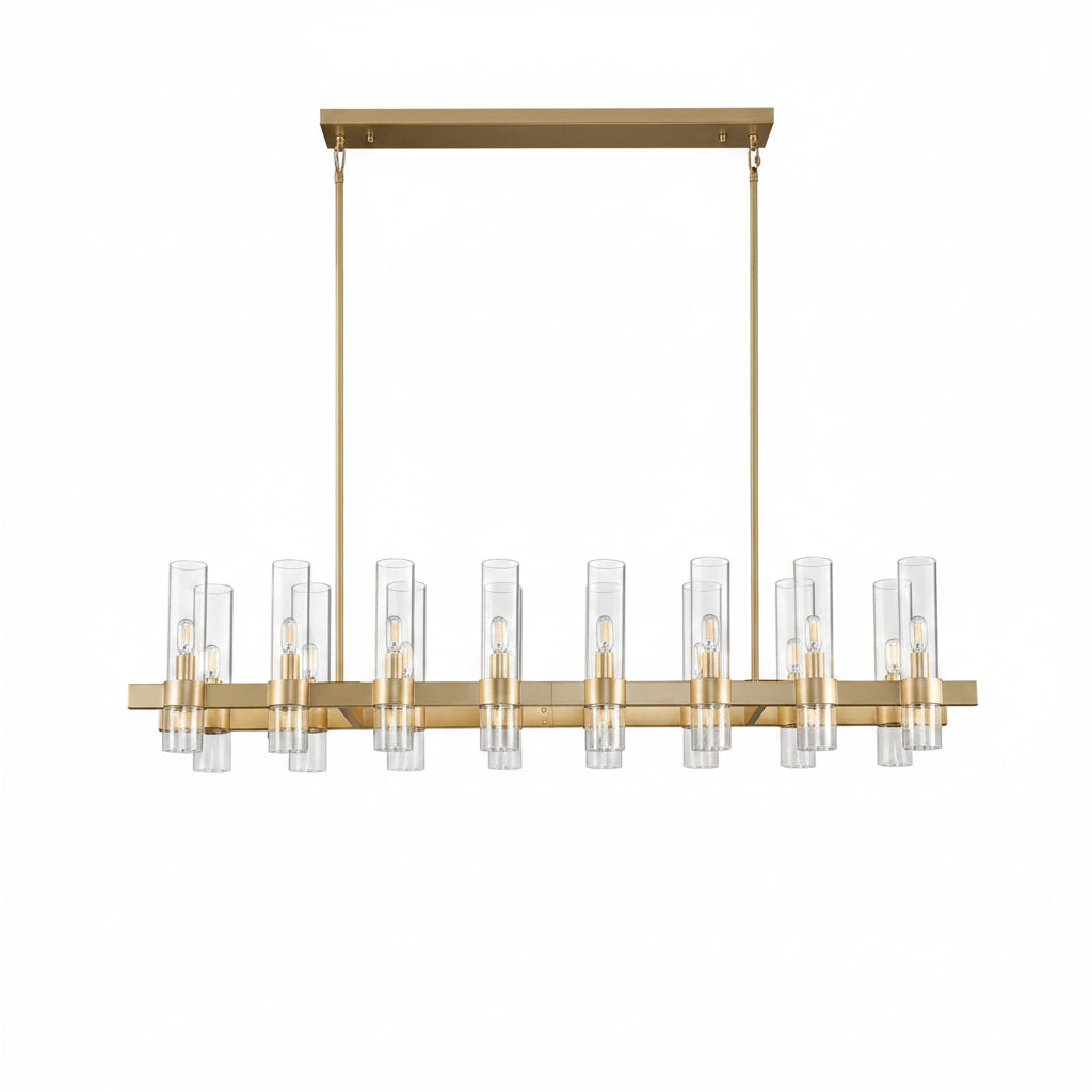 Linea Glass Tube Rectangular Chandelier 54"W