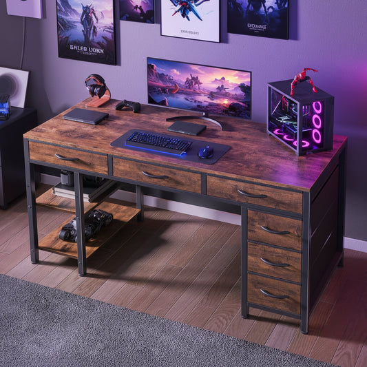 Velnoradesign 47" Office Desk with Drawers and Shelves