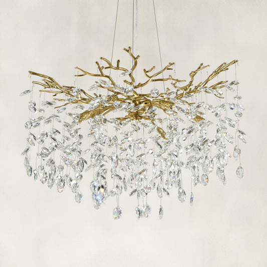 Auro Branch Crystal Cascade Round Chandelier 30"D