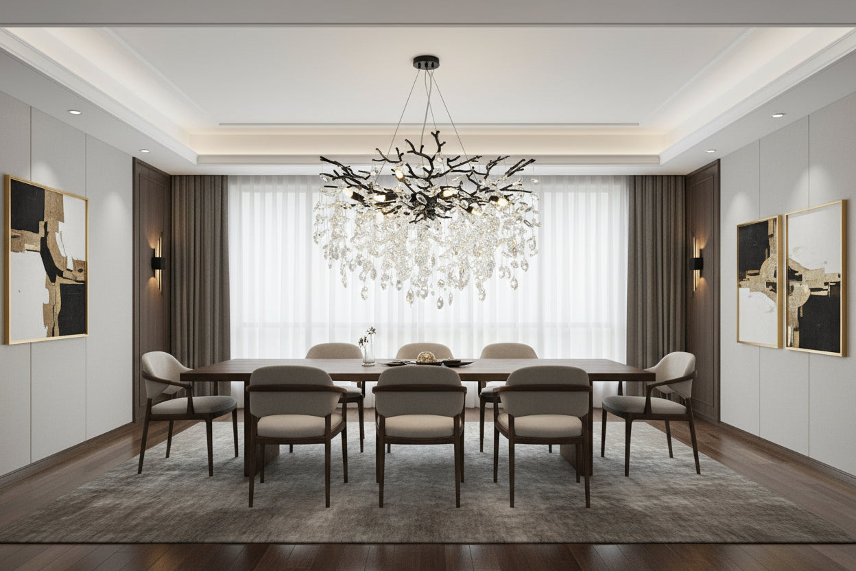 Auro Branch Crystal Cascade Round Chandelier 30"D