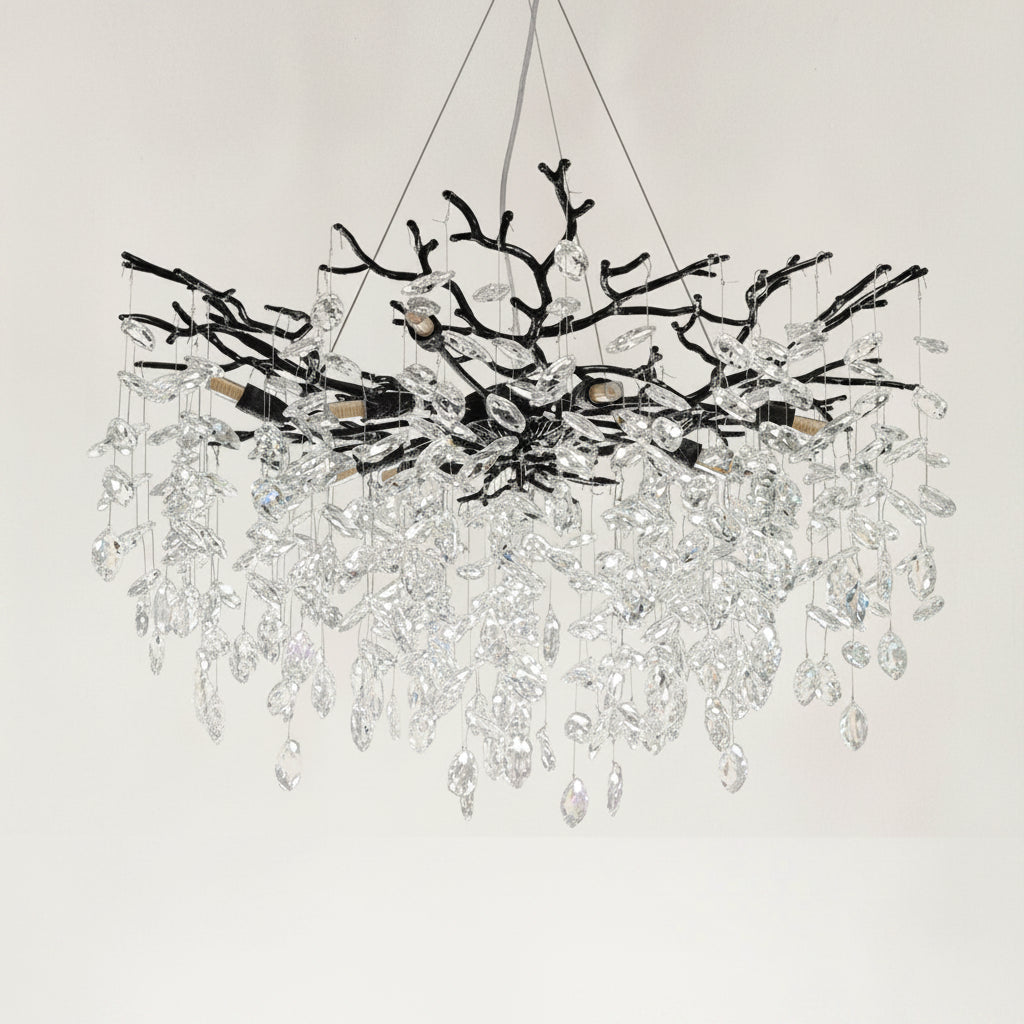 Auro Branch Crystal Cascade Round Chandelier 30"D