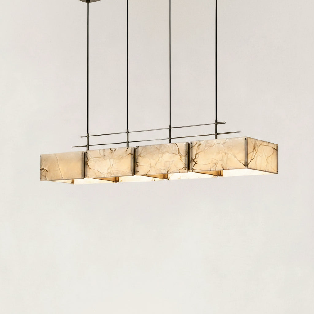 Elena Natural Alabaster Linear chandelier 47"L