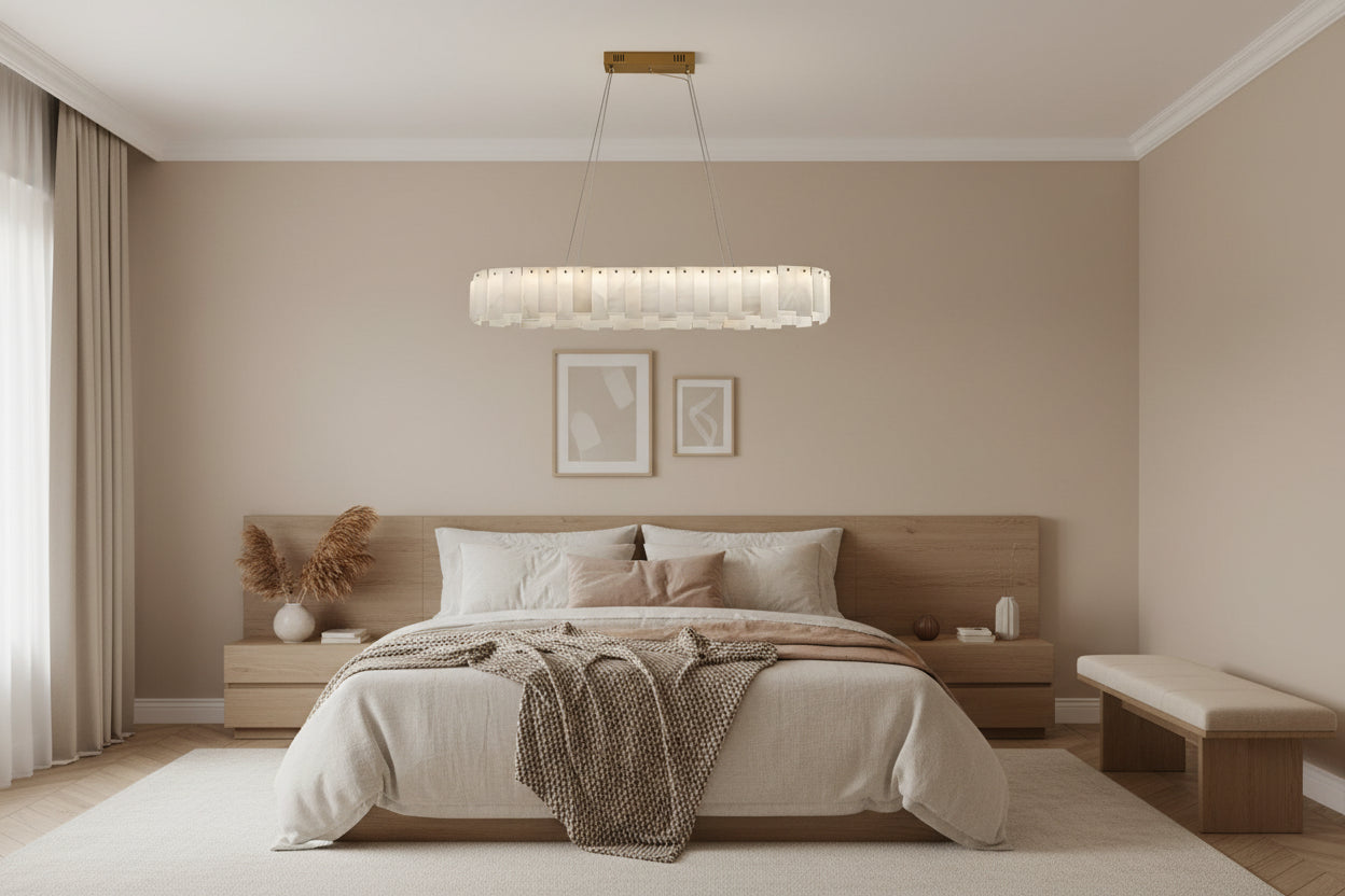 Serene Pillar Natural Alabaster Linear chandelier 39"W