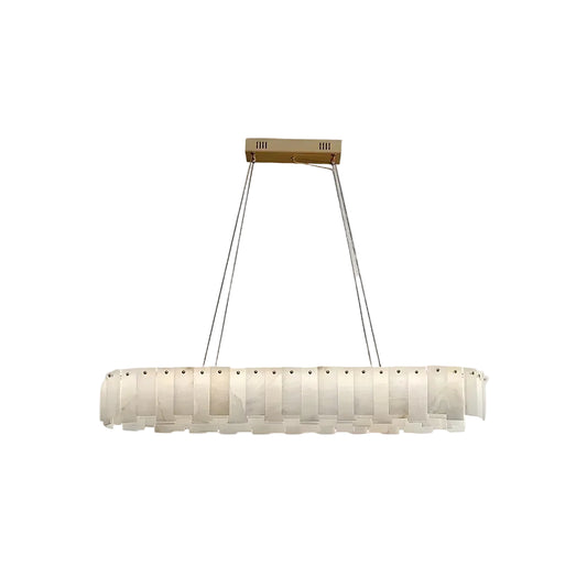 Serene Pillar Natural Alabaster Ring chandelier 32"D
