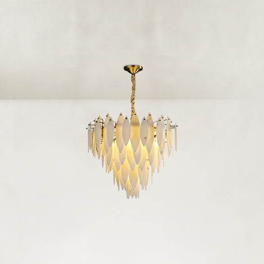 Halo Modern Natural Alabaster Tiered Ring Chandelier 24"D