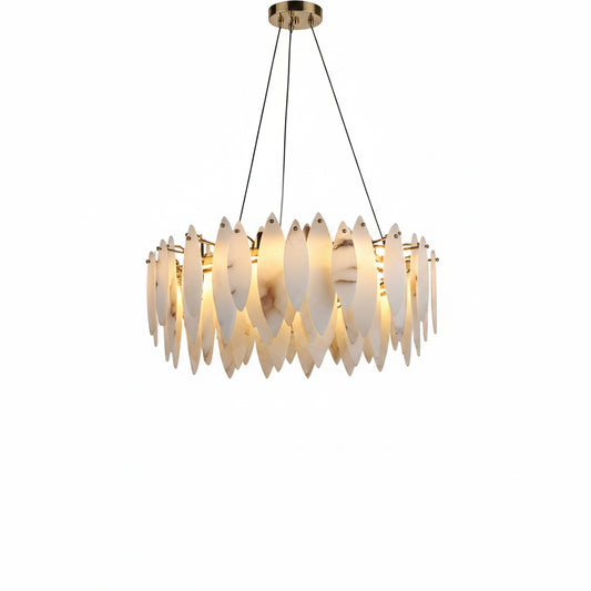 Halo Modern Natural Alabaster Ring chandelier 24"D