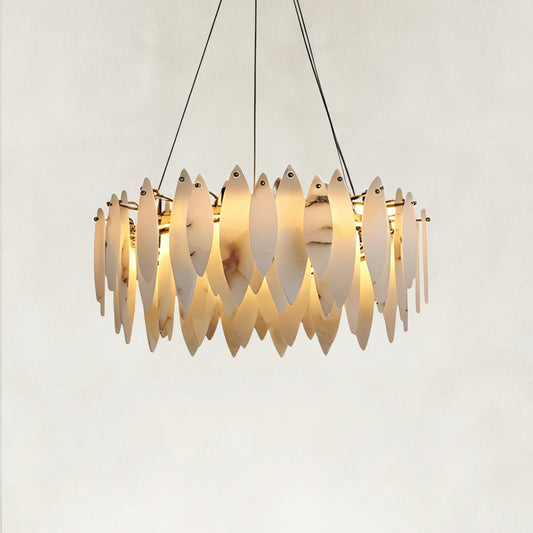 Halo Modern Natural Alabaster Ring chandelier 32"D