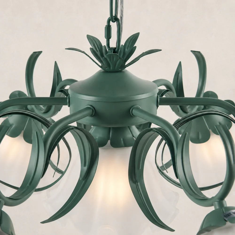 Ivory Bloom Floral Glass Chandelier 29"D
