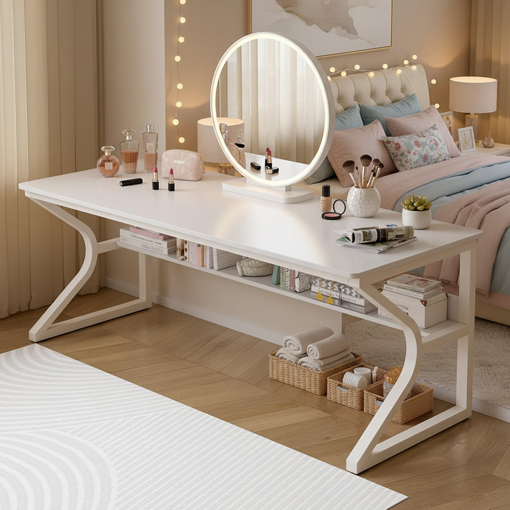Velnoradesign 63" Two-Person Desk with Bookshelf
