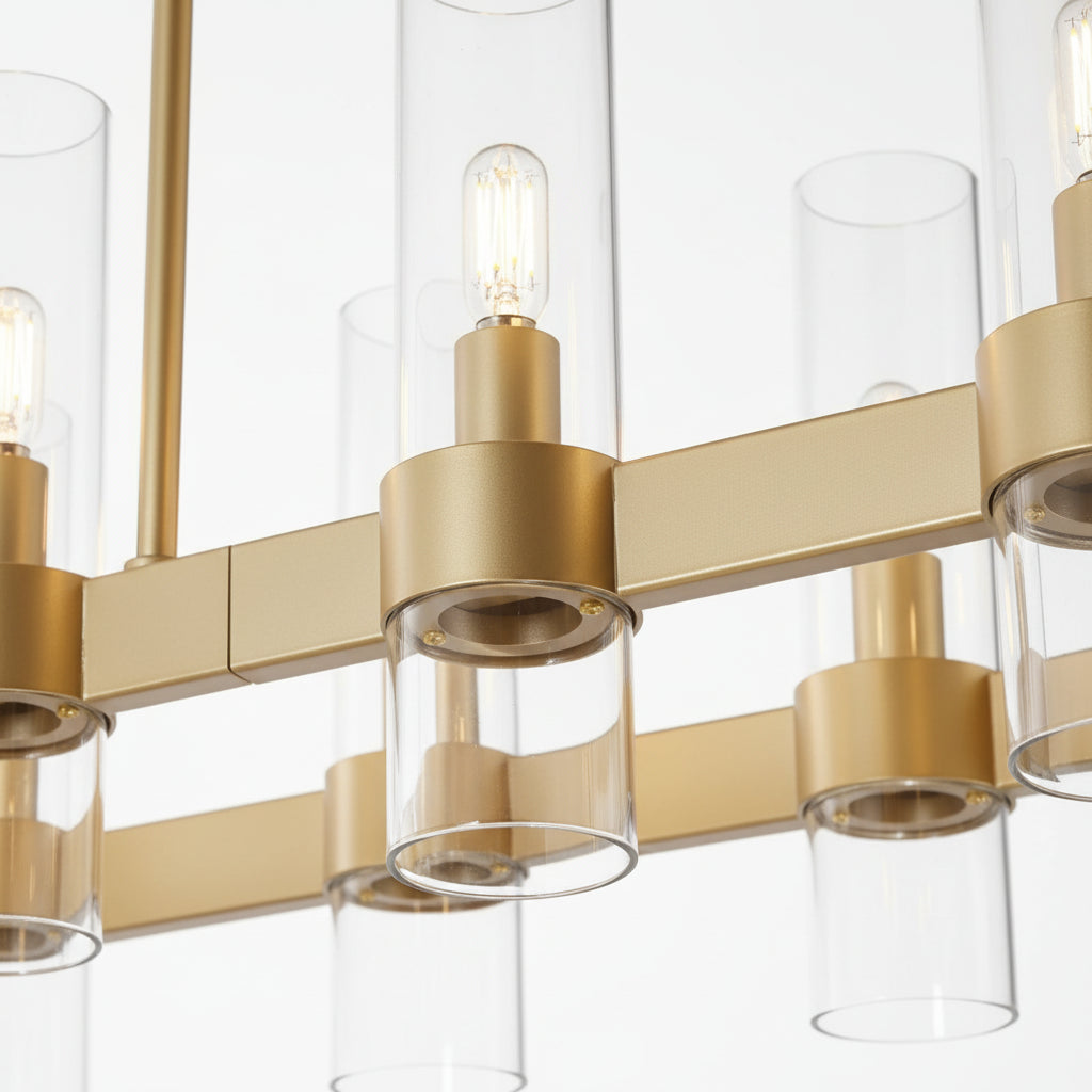 Linea Glass Tube Rectangular Chandelier 54"W