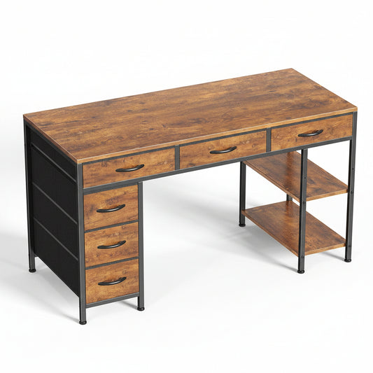 Velnoradesign 47" Office Desk with Drawers and Shelves