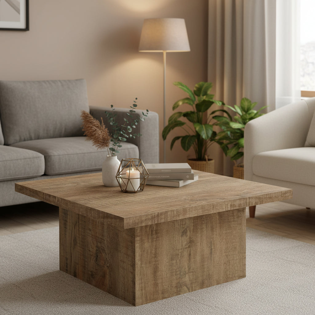 Velnoradesign Rustic Farmhouse Square Coffee Table