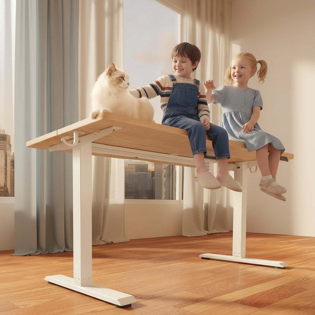 Velnoradesign Electric Sit-Stand Office Desk with Maple Top