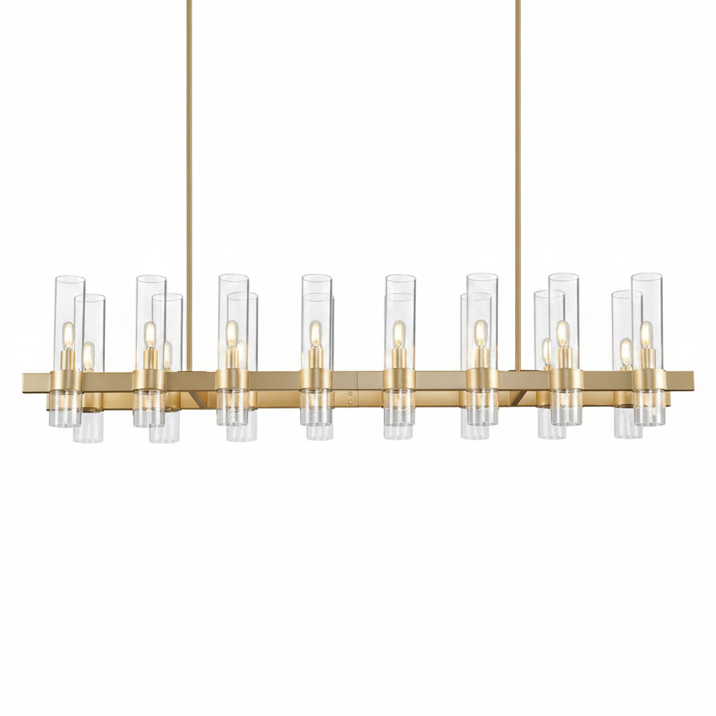 Linea Glass Tube Rectangular Chandelier 54"W