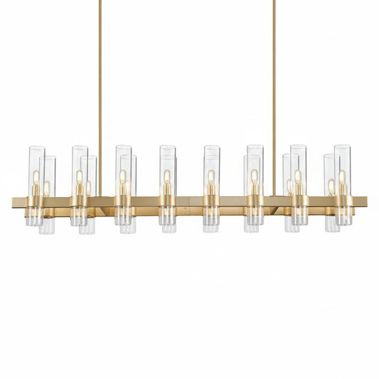 Linea Glass Tube Rectangular Chandelier 54"W