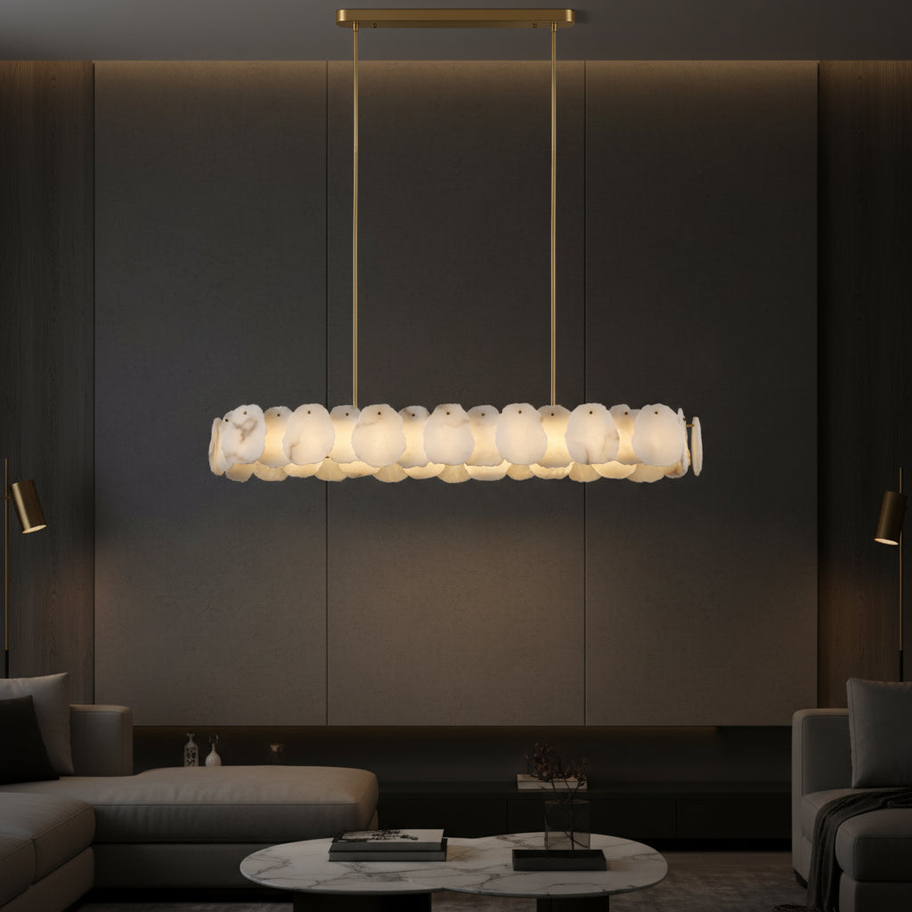 Mira Alabaster Oval Chandelier 58"W