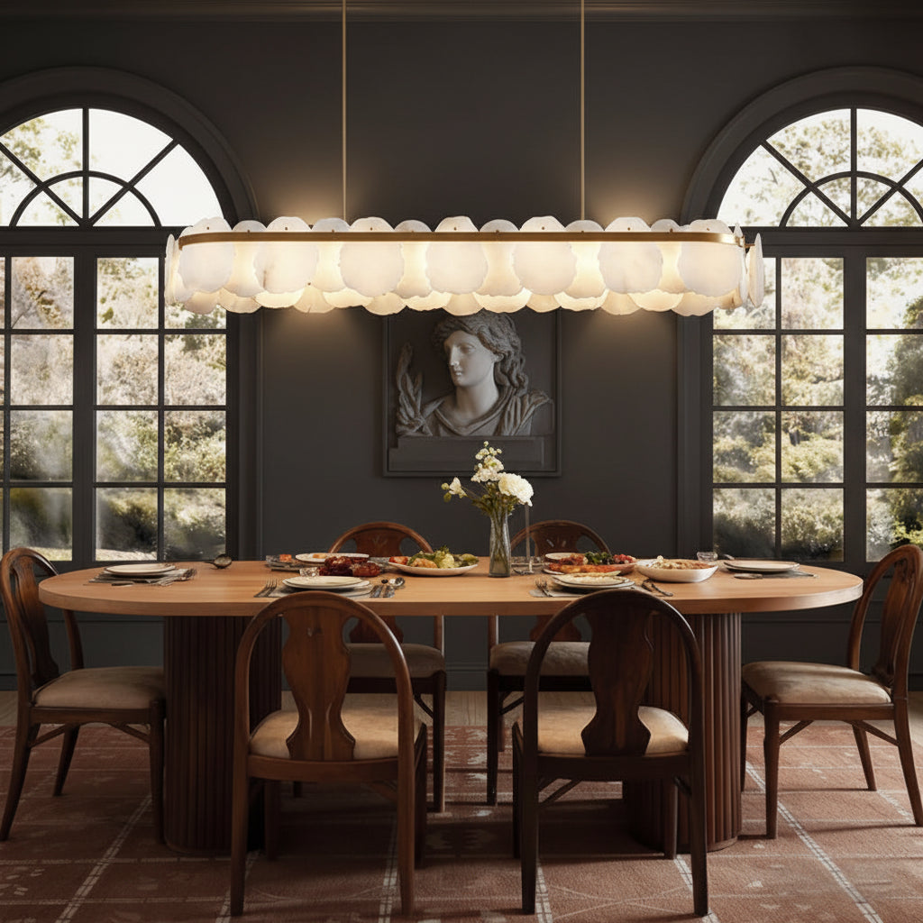 Mira Alabaster Oval Chandelier 58"W